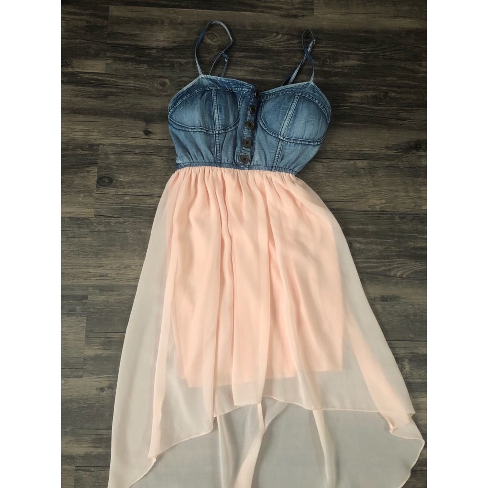 Denim top high low dress